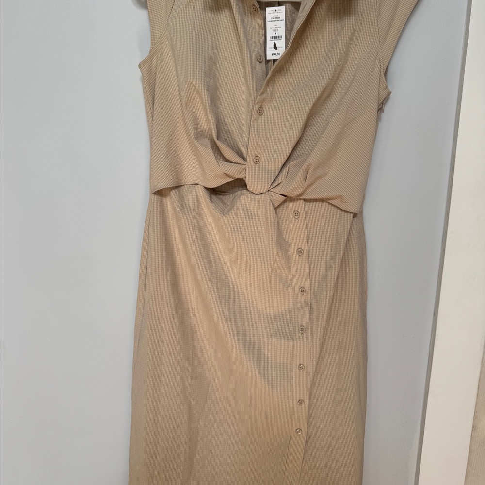 White House Black Market Beige Button-Front Midi Dress 8
